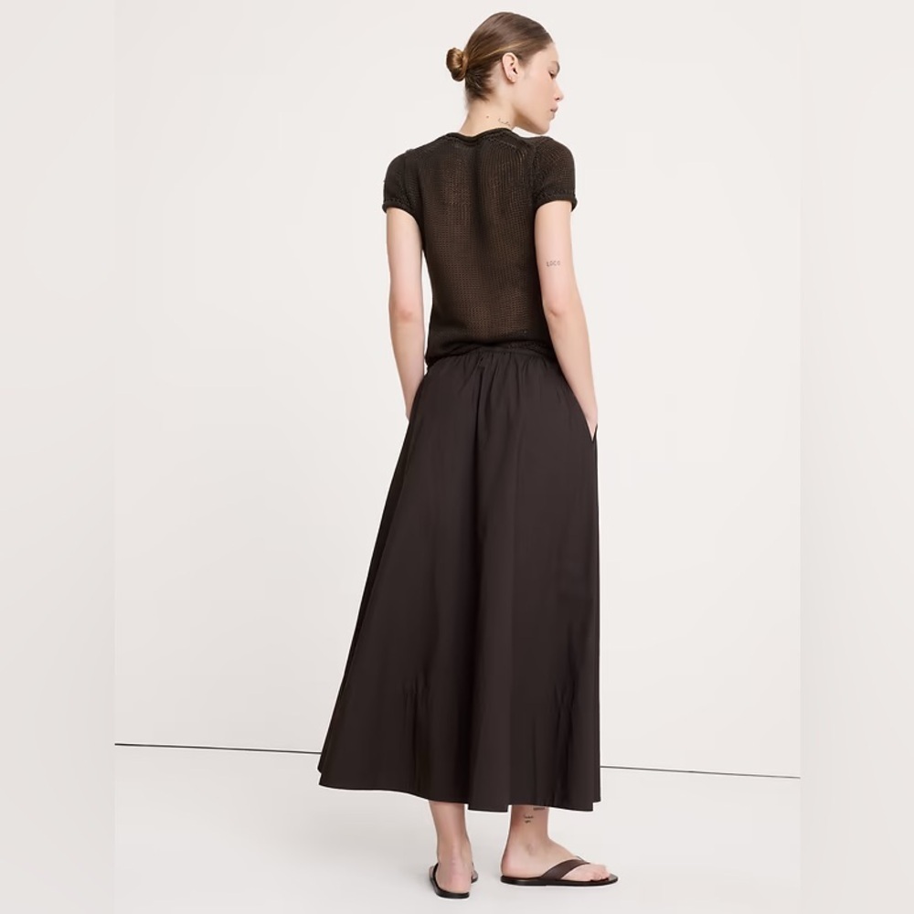 NEW!Banana Republic Brownstone Cotton Poplin Drawstring Maxi Skirt - Multiple🕰️ - Picture 2 of 8